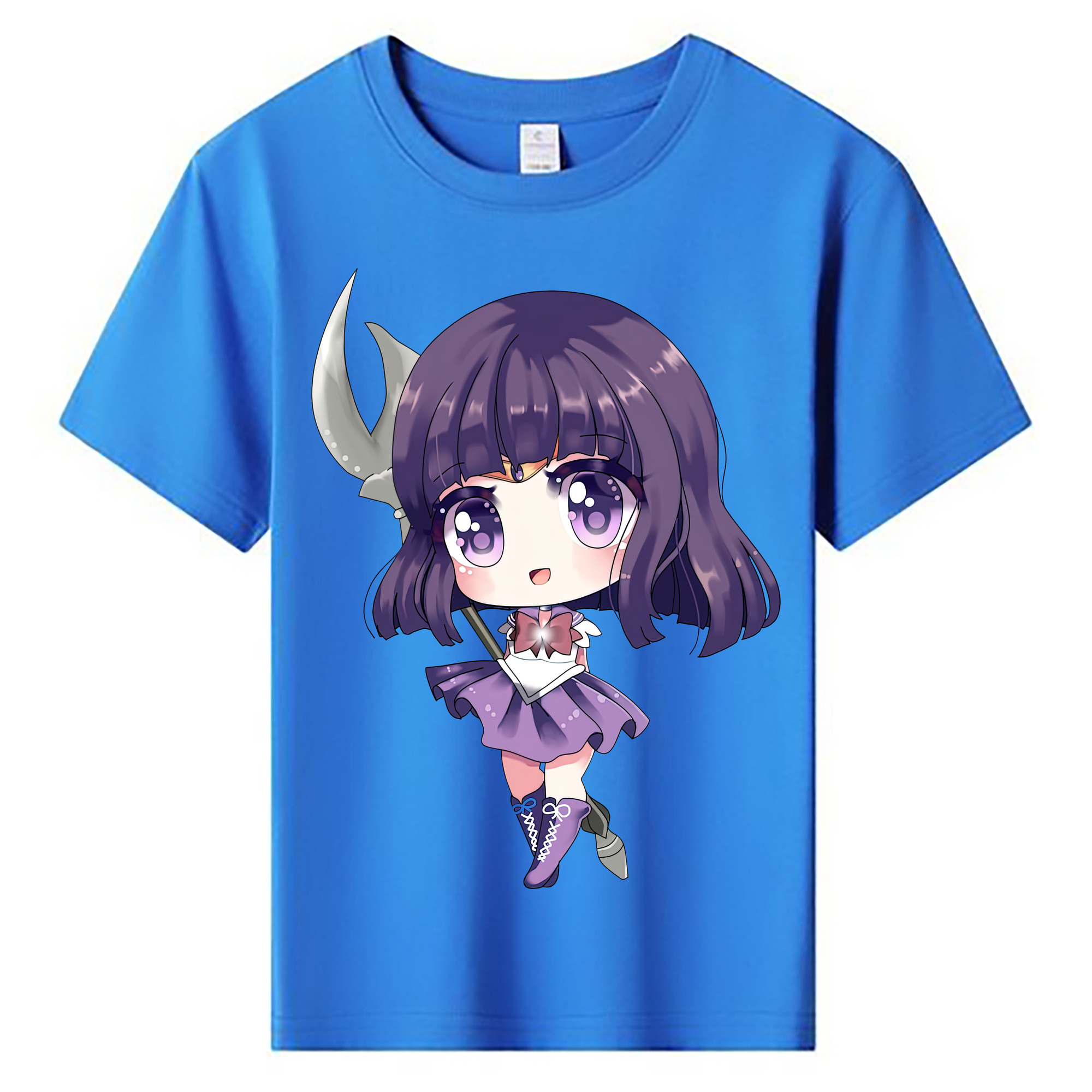 （画像用） 美少女戦士セーラームーン 土萠ほたる Sailor Moon Tomoe Hotaru （セーラーサターン；Sailor Saturn） 綿100％キッズTシャツ（フロントプリント）
